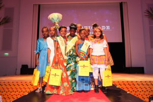 Gala participants posing with prizes