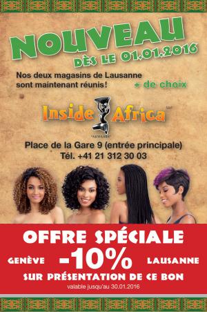 Inside Africa Geneva Airport opening flyer10% off