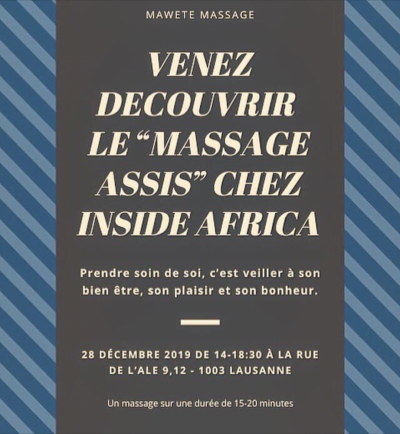 Flyer avec information heure pour massage de 14h à 18h30