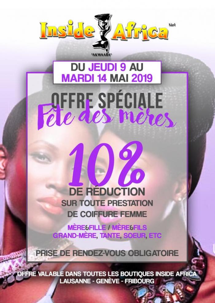 Inside Africa Promotion  Fête des Mères: 10% de Rabais sur Prestation des Coiffures